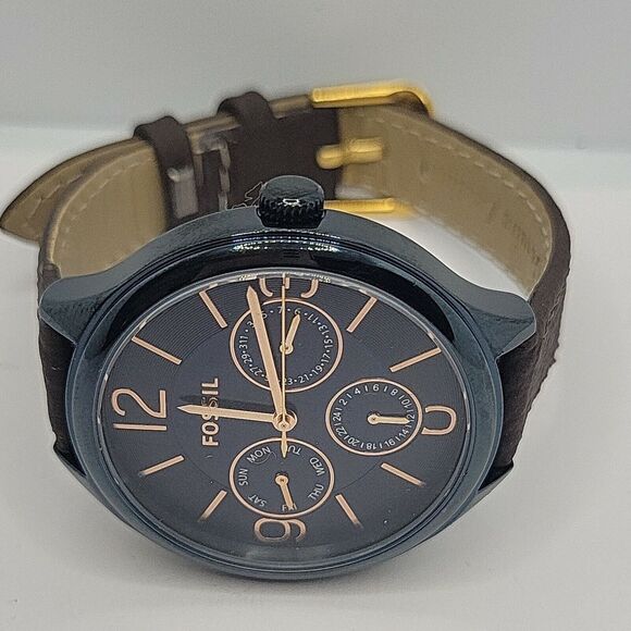 Fossil Suitor BQ3225 Women's Brown Leather Blue Analog Dial Quartz Watch BC98 - Picture 7 of 11